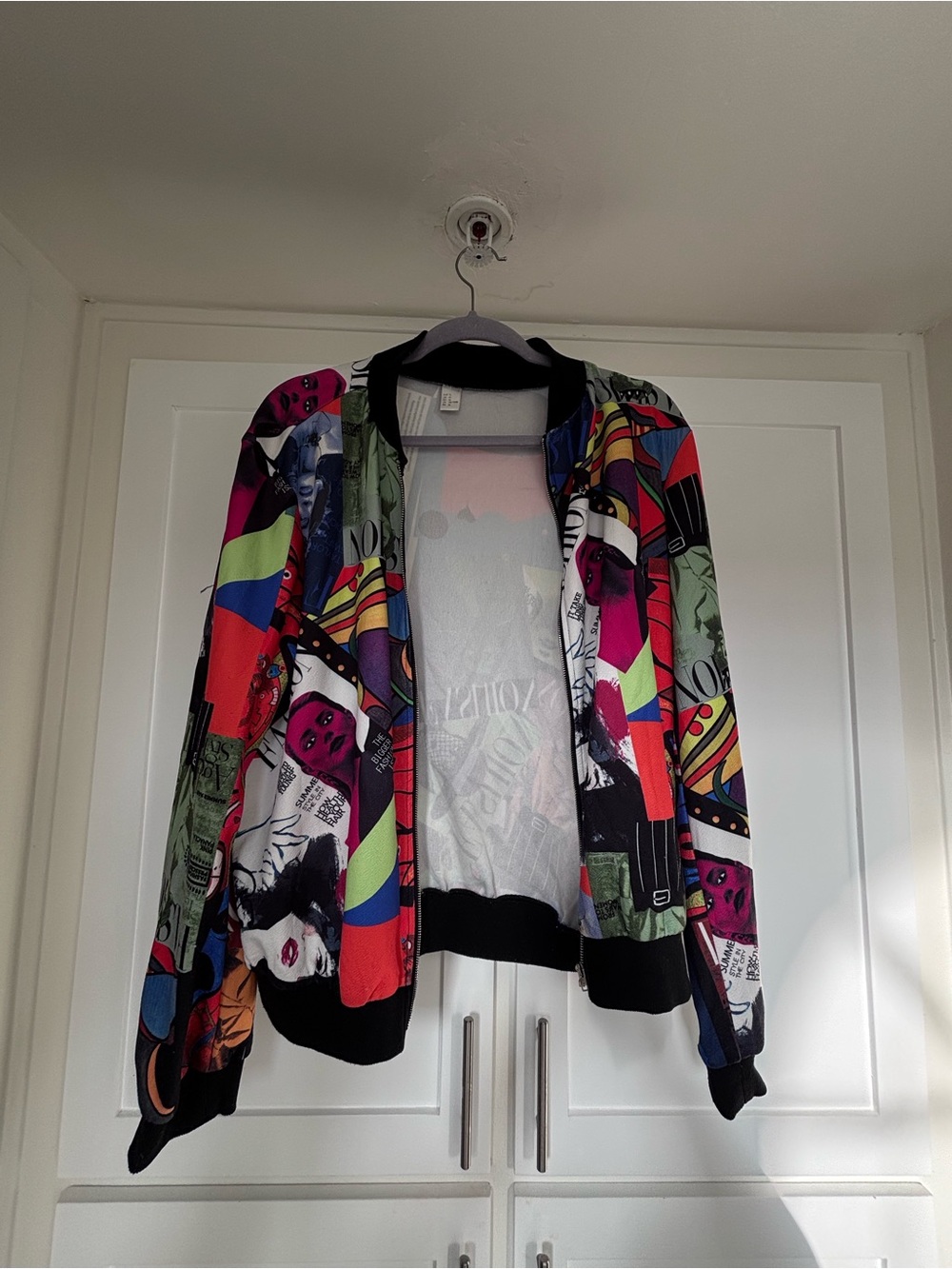 Vibrant Multicolor Women's Bomber Jacket - Pop Art Print